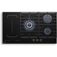 Klarstein MultiChef 5 Plaque Induction Et Gaz - 5 Zones, Flexzone, 10,6 Kw,À Glissière, Stop&Go, Minuterie, Noir, 87,5 Cm