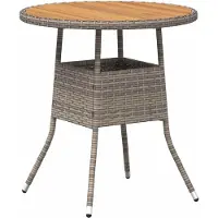 Syfax Table de Dîner avec stockage Gris et Acacia 70 x 70 x 73 cm