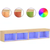 vidaXL Armoires TV avec lampes LED 2 pcs. chêne Sonoma 80x30x30 cm