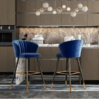 AEA Tabouret de Bar Chaise de Bar Bleu Velours Design Chaises de Bar Tabourets Nouveau