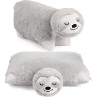 Ed Brubaker Coussin en peluche paresseux - 2 en 1 peluche et coussin en peluche - 40 x 30 cm Coussin animal paresseux, Gris
