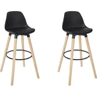 Home Deco Factory Lot de 2 Tabourets de Bar - - Walt - Ergonomiques - Noir et Marron