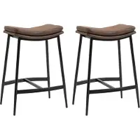 HOMCOM Lot de 2 tabourets de bar chaises hautes avec repose-pieds acier - style industriel - assise incurvée - 48,5 x 38,5 x 68,5 cm marron noir