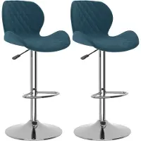 Syfax Tabourets de bar lot de 2 bleu velours