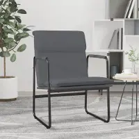 The Living Store Chaise longue grise 55x64x80 cm en similicuir