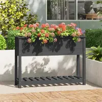 Prolenta Maison Exclusive - Bac à plantes avec tablette Gris 111,5x34,5x81 cm Bois massif Pin