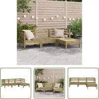 The Living Store Canapé de jardin 3 places avec pouf en bois de pin imprégné