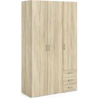 Dmora Aquilone - Armoire 3 Portes, 116x50 cm Chêne Marron, 4 Étagères
