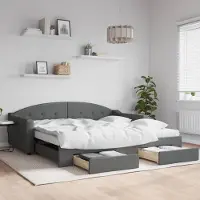 Prolenta Maison Exclusive - Lit de jour convertible avec tiroirs, gris foncé, 100 x 200 cm, tissu