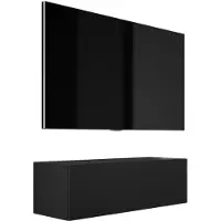 3Xeliving Meuble TV suspendu, largeur : 100 cm, hauteur : 34 cm, profondeur : 32 cm, finition noire mate