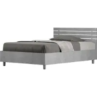 Ityhome - Lit 1 place et demi coffre 120x190 tête de lit droite avec des lames gris béton Ankel