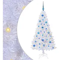 Syfax Sapin de Noël artificiel avec 150 LED Blanc 150 cm PVC et Acier