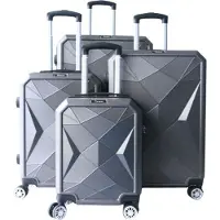 Cheffinger 4 pcs valise valise coque dure trolley set valise bagage à main bagage sac de voyage gris