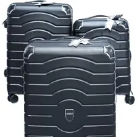 Almina 3 pcs. Set de valises avec 4 roues pivotantes à 360°, coque dure avec protection des bords Anthracite