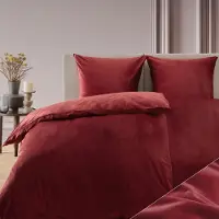 Blumtal literie 155x220 & 2x 80x80cm Cashmere-Touch peluche en rouge foncé