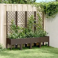 Prolenta Maison Exclusive - Bac à plantes avec treillis brun 160x40x142 cm PP