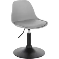 Merkloos Mini tabouret de bar - Gris - Similicuir - Réglable - Avec dossier - Chaise de cuisine & de bar - Hauteur d'assise 37-49cm