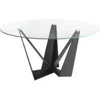 ANGEL CERDA SL Angel Cerdá table à manger ronde en verre trempé en acier noir 1045