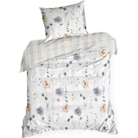 Eurofirany blanc Parure de lit 140x200 fleurs + 1x taie d'oreiller 70x80 double face