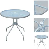 vidaXL Table de jardin 80 x 71 cm en acier rond gris - Tables de jardin