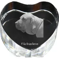 Art-Dog Fila Brasileiro - photo du chien dans un cristal, cœur en cristal, cadre unique avec photo de la marque