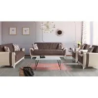 AEA Canapé-lit Ensemble de canapés 3+2+1+1 places textile Canapé Fauteuil Set complet Marron