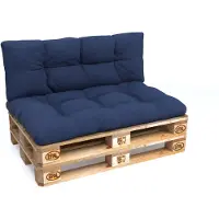 Pokar Coussin pour palette avec belle surpiqûre, Taille:Set coussin d'assise 120x80 + coussin de dossier 120x40, Couleur:Bleu foncé