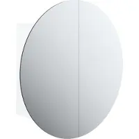 Syfax Armoire de salle de bain miroir rond et LED Blanc 40x40x17,5 cm