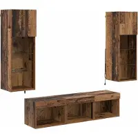 Syfax Meubles TV muraux 5 pcs Chêne noir Bois d'ingénierie