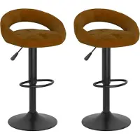 Syfax Tabourets de bar lot de 2 marron velours