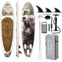 Bestway Planche à pagaie 350x90x15 cm avec accessoires blanc et marron