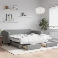 Prolenta Maison Exclusive - Canapé-lit convertible avec tiroirs, gris clair, 100 x 200 cm, tissu