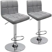 Sonstiges Tabouret de bar (lot de 2) réglable en hauteur 360° pivotant similicuir gris clair