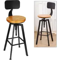 StarTech.com Tabourets de bar - Lot de 2 - Réglables en hauteur - Assises pivotantes - Bois et fer - Design ergonomique - Pour cuisine et café - Noir