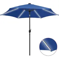 Prolenta Maison Exclusive - Parasol avec éclairage LED et mât en aluminium, 300 cm, couleur bleu azur