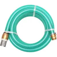 The Living Store Tuyau d'aspiration avec raccords en laiton 7 m 25 mm Vert