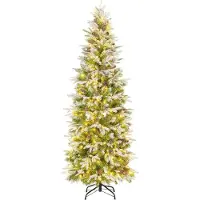StarTech.com Sapin de Noël artificiel - Design élancé - Éclairage LED blanc chaud - Avec pommes de pin - Vert