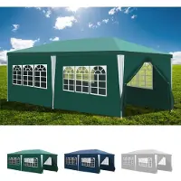 Izrielar Pavillon 3x6m avec parois latérales Sac étanche Protection UV 50+Pavillon de jardin Tente de jardin Tente de réception Vert