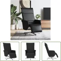 The Living Store Fauteuil relax avec repose-pieds Noir Similicuir