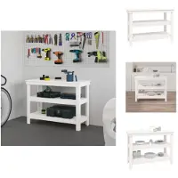 vidaXL Établi Blanc 110,5x50x80 cm Pin massif - Établis