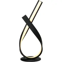 HOMCOM Lampe de table design contemporain – Lampe de table design spiralée – Dim. 21 L x 15 l x 43 H cm – Aluminium. LED blanc chaud noir