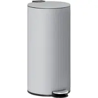 HOMCOM Poubelle cuisine 30L, poubelle à pédale en métal avec seau intérieur amovible, couvercle à fermeture douce et maintien en ouverture, pour cuisine, bureau, maison, gris clair