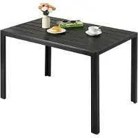 StarTech.com Table d'extérieur - Table de jardin en aluminium - Rectangulaire 110x70x73 cm - Plateau de table à lamelles 9,5x7 cm - Pour 6 personnes - Noir