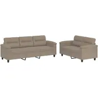 Syfax Ensemble de canapés 2 pcs avec coussins taupe tissu microfibre