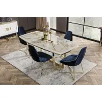 Xl Moebel Gmbh Table à manger moderne blanche en bois et métal