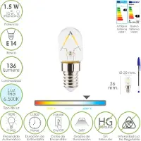 Maurer Ampoule Led Réfrigérateur Filetage E14. 1.5 Watt. Equivalent à 15 Watt. 136 Lumens. Lumière froide (6500º K.)