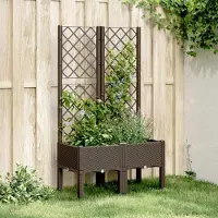 Prolenta Maison Exclusive - Bac à plantes avec treillis brun 80x40x142 cm PP
