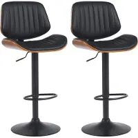 CLP 2x Chaise de bar Clawson - simili cuir, châssis noir - noyer/noir