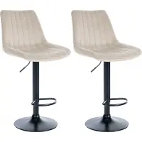 CLP 2x Chaise de bar Toni - velours, châssis noir - Crème