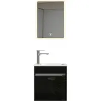 HOME DELUXE Ensemble complet de meubles de salle de bain BORKUM – Noir, MDF (48 x 25,5 x 45 cm) | Ensemble élégant pour petites salles de bain